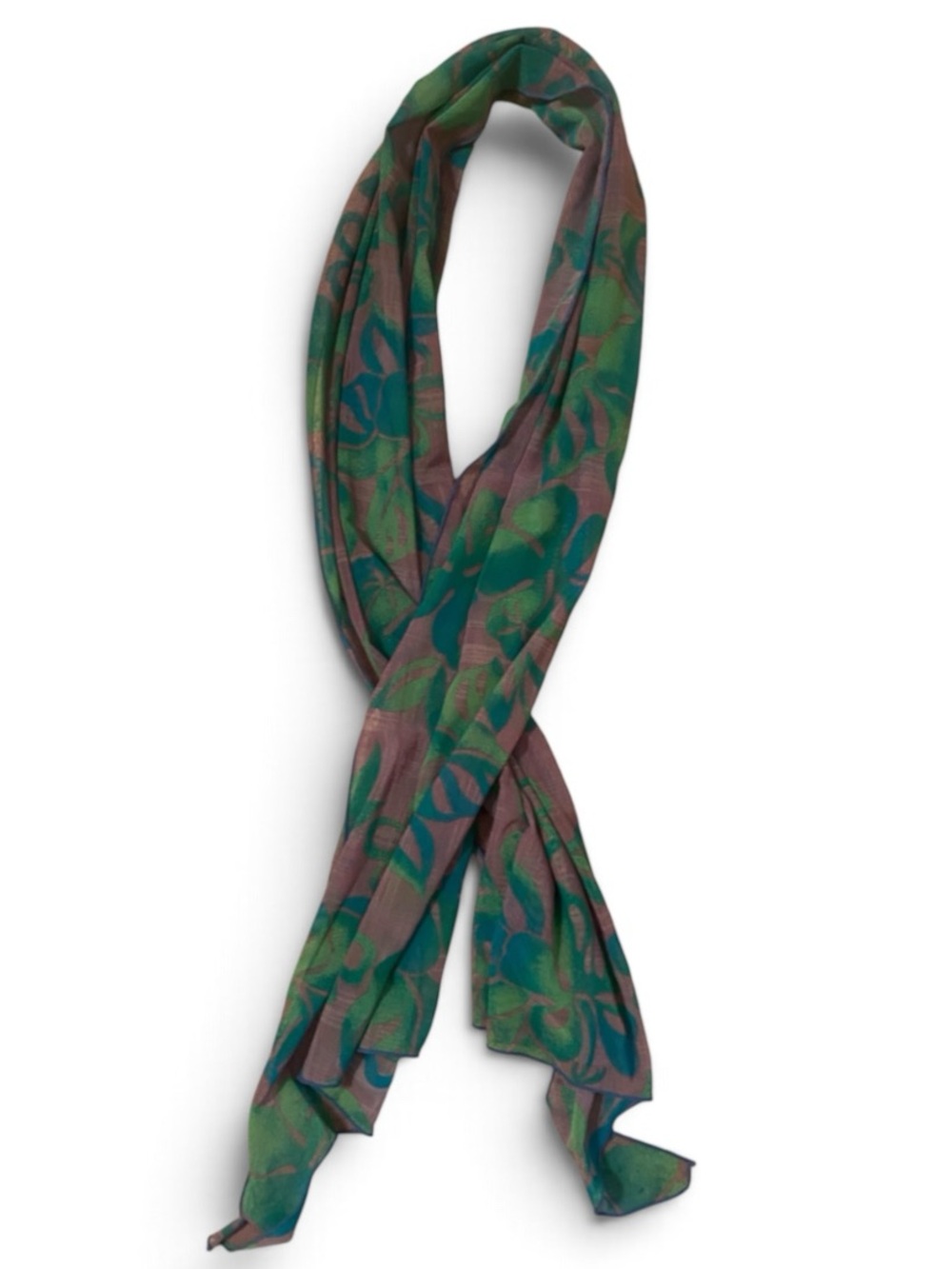 Floral Sheer Long Scarf with Colorful Accents 55 x 18 inches
